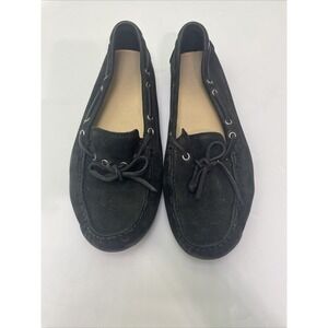 Black Suede Driving Loafers Womens 6.5 B Moccasins Pebbled Sole Slip‎ On Shoes